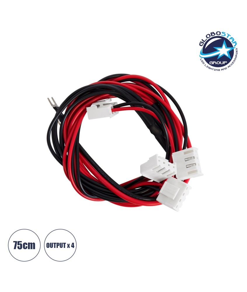 GloboStar® 90246 Καλώδιο Τροφοδοσίας για LED Modules Input x 1 Output x4 Μήκος 75cm